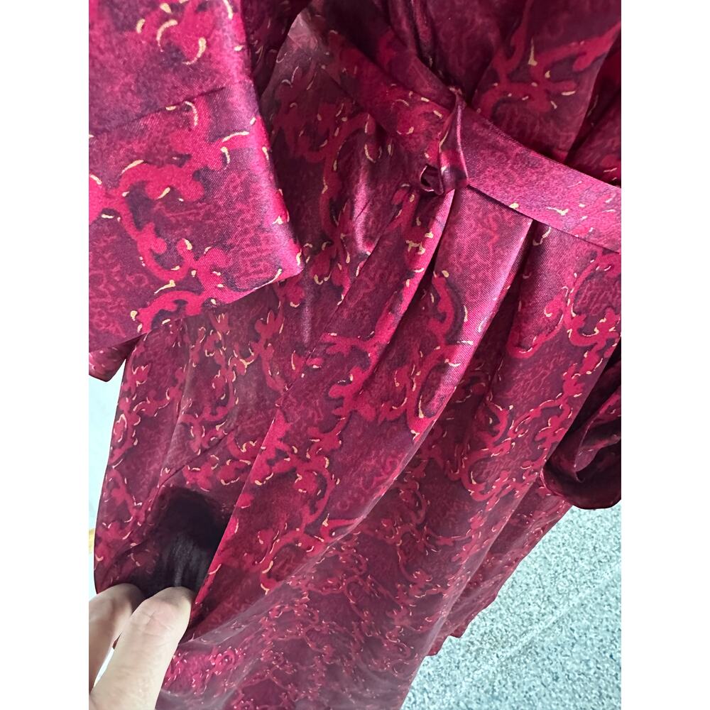Sophia by Delicates Medium Raspberry Pink Floral Robe Polyester Pockets - Picture 5 of 11